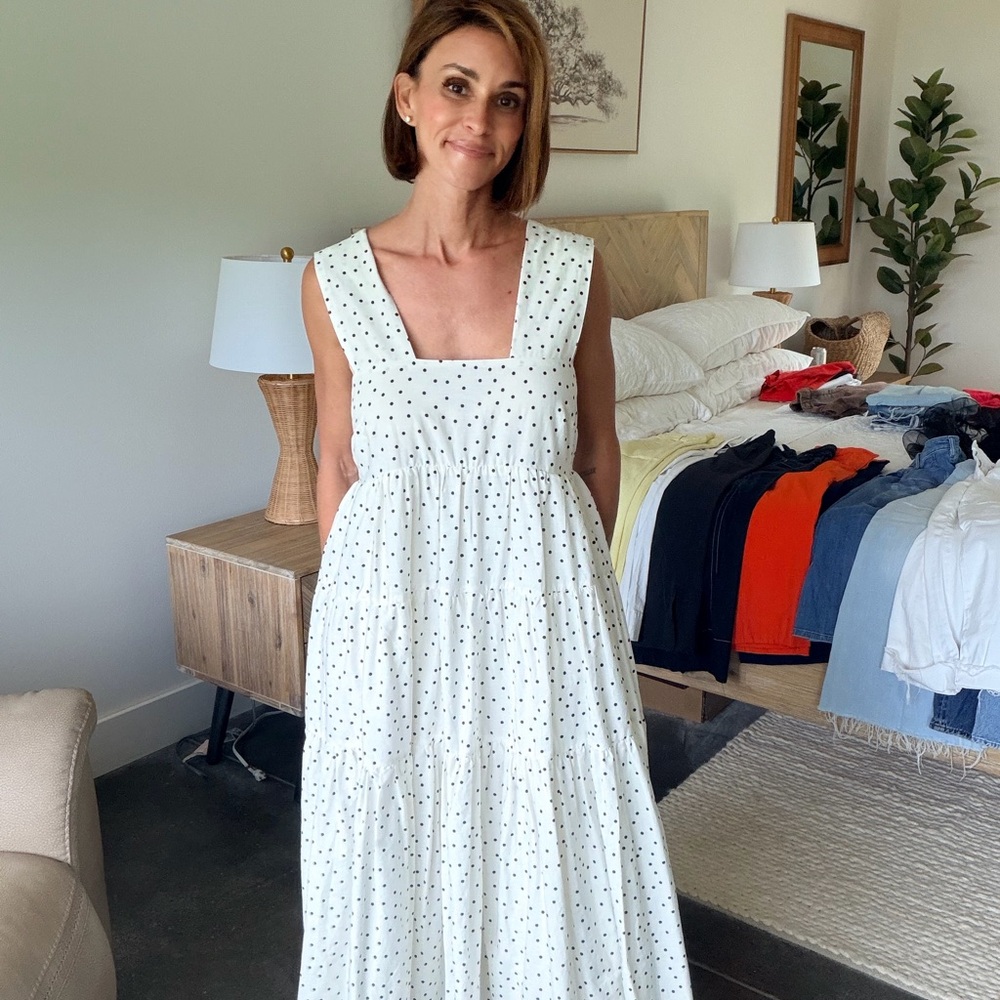 Anthropologie Black and White Polka Dot Midi Dress - NWT